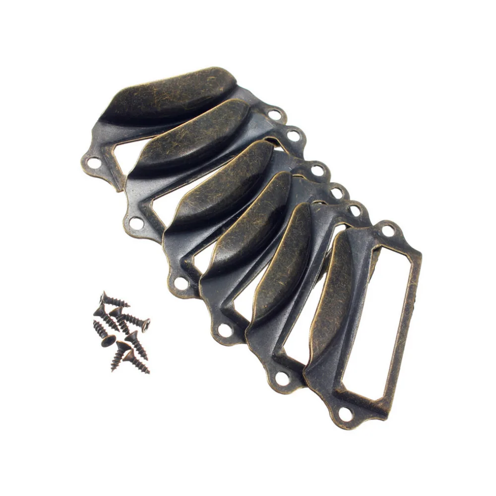 6pcs Door Cabinet Knobs Drawer Label Pull Handle Name Card BoxFor Furniture Cabinet Drawer Box Case Hardware