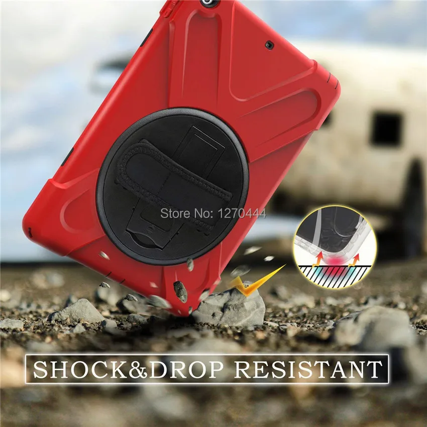 Ceny Etui do ipada 9.7 2017 2018 nowy A1822 A1893 dzieci bezpieczne etui wstrząsoodporne pokrywa dla iPad 6th generacji przypadku pasek na rękę i smycz na szyje