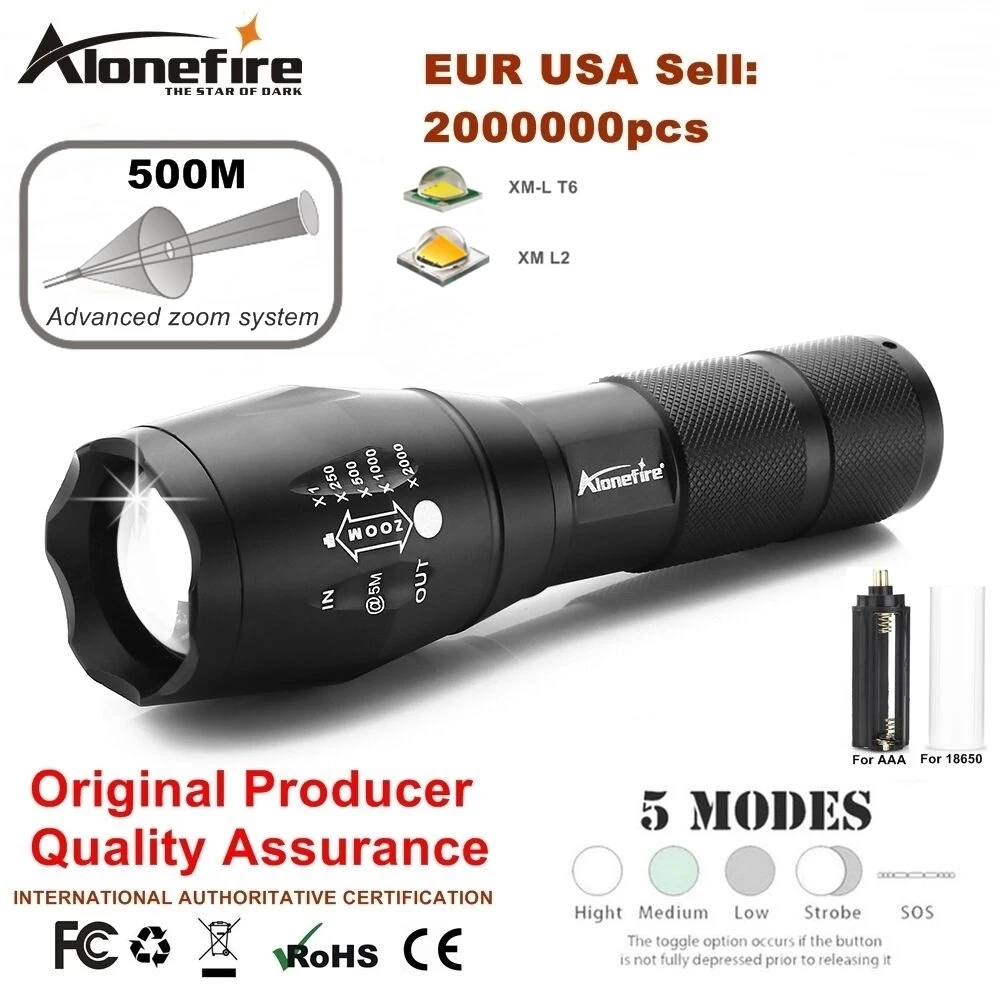 Powerful G700 Flashlight Cree XML T6 U3 led Aluminum Waterproof Zoom Camping Torch Tactical light AAA 18650 Rechargeable Battery