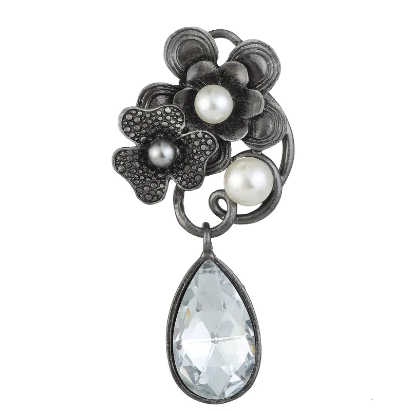 

Young Tulip 2018 New Style Crystal Water Drop Brooches for Women High Grade Pearl Flower Brooch Pin Jewelry Fashion Accessories