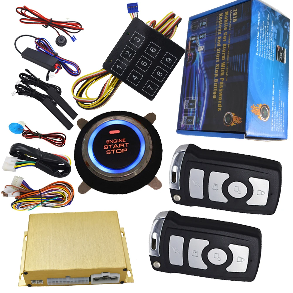 

car security alarm system with ignition engine start stop button smart key remote start engine rfid keyless entry car alarm