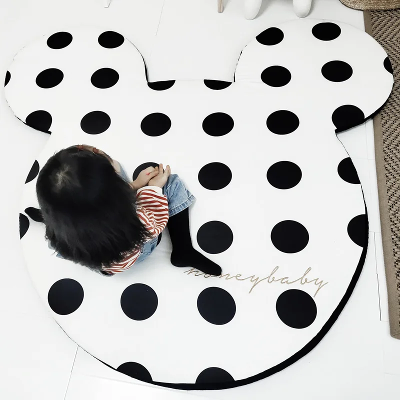  Black and White Mickey Minnie Mouse Rug Child Baby Crawling Game Mat Carpet Indoor Soft Four Season