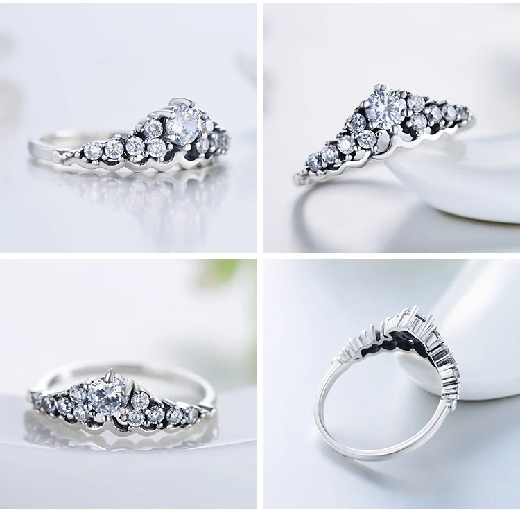 Modian, настоящая 925 пробы, Серебряная корона, ювелирный набор, классическое свадебное кольцо, модное ожерелье с подвеской простое, серьги-гвоздики для женщин