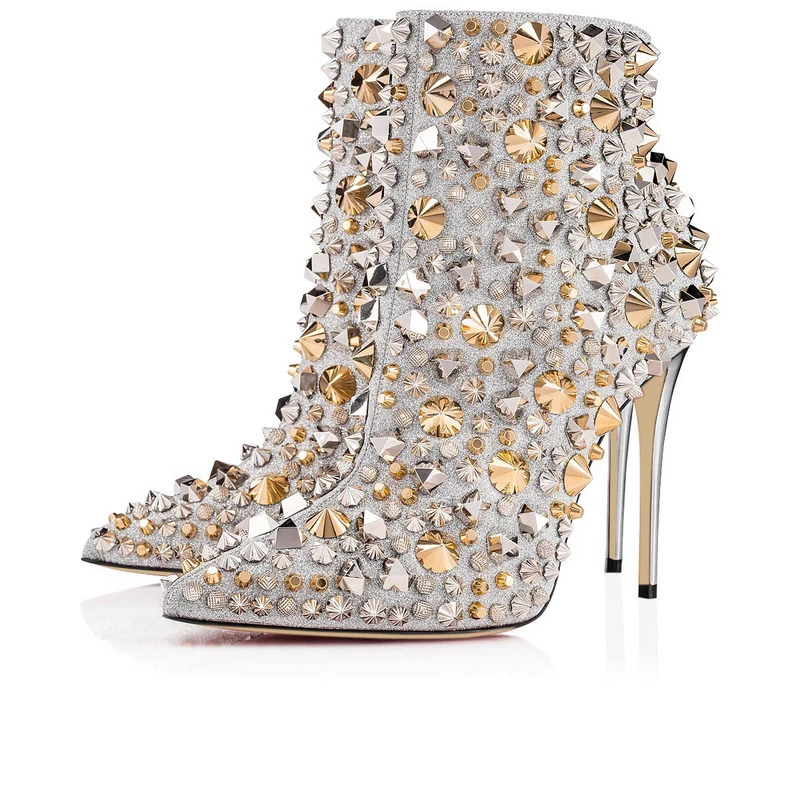 high heel glitter boots