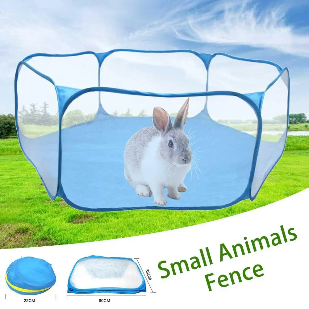 

Hamster Rabbit House Small Pet Animals Cage Tent Breathable Transparent Pet Playpen Pop Open Portable Folding Yard Fence New