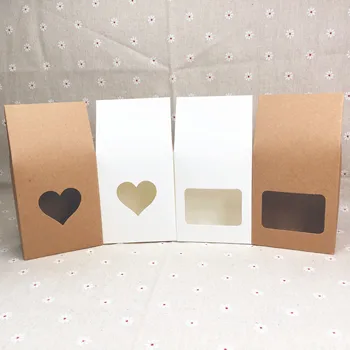 

50 pcs retro kraft paper stand box with windows for wedding candy / cookies / cake box, tea / petal handbag