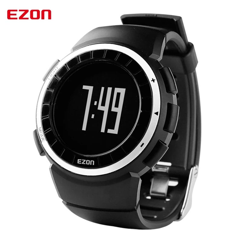 EZON T029 Фитнес шагомер часы мужские и женские спортивные часы цифровые электронные наручные часы Счетчик калорий секундомер Будильник - Цвет: Серебристый
