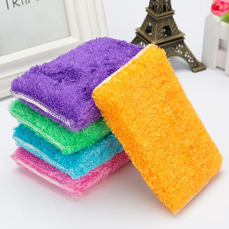 10pcs/lot high efficient ANTI GREASY color dish cloth,bamboo fiber washing dish foam,magic multi