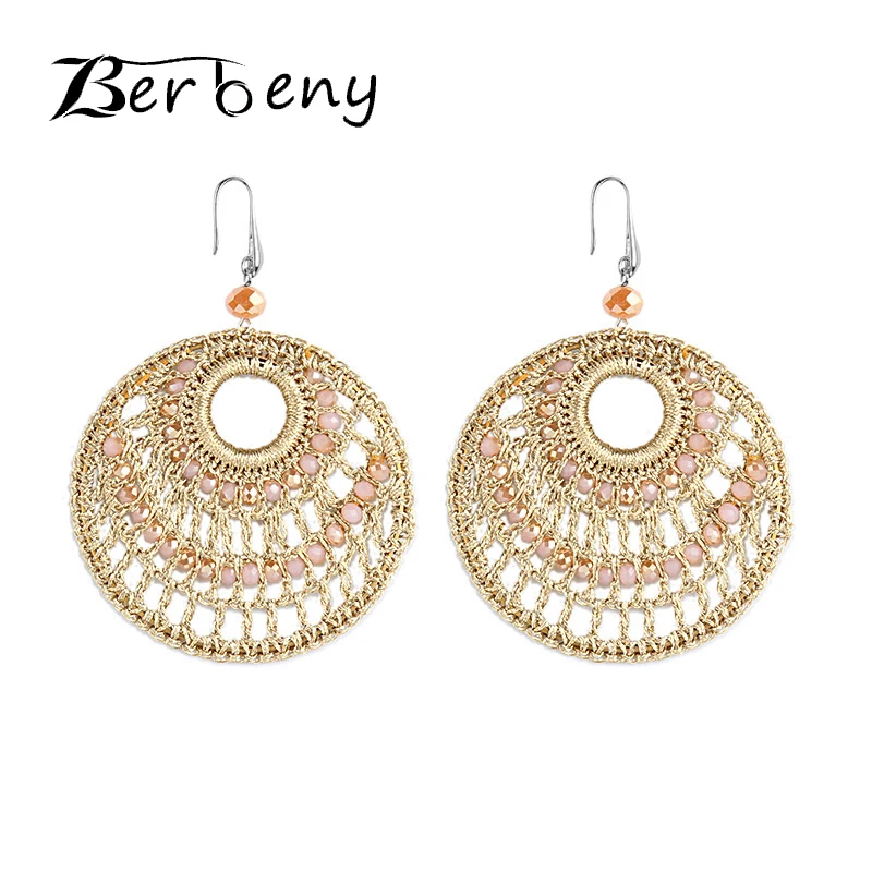Berbeny 2018 женские этнические большие плетеные серьги-капельки модные