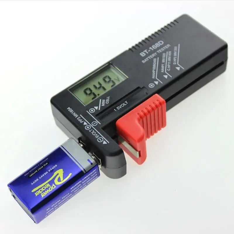 BT 168 портативный универсальный тестер батареи BT168D LED Черный AA AAA 1 5 V 9V батарея