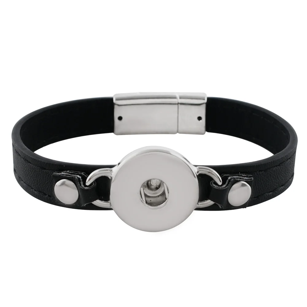 

Wholesale Snap Button Bracelet&Bangles 3 color High quality leather Bracelets For Women fit 18mm Snap Button Jewelry