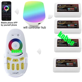 

WiFi Controller led mi light hub+ RF touch 4 Zone remote+4pcs 2.4G Controller for LED Strip RGB RGBW RGBWW 12V-24V Free ship