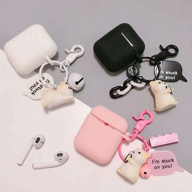 

For AirPods Case Silicone Wireless Bluetooth Earphone Case For Apple Airpods Accessories Protective Cover With Cute Cat Key Ring