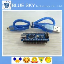 Бесплатная Доставка 10 ШТ./ЛОТ Для arduino Nano 3.0 Atmel ATmega328 Mini-USB Доска + 1 шт. USB Кабель новый