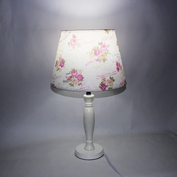 

Modern style novelty fabric wood desk lights vintage E27 LED 220V flower Table Lamp for study bed room living room office hotel