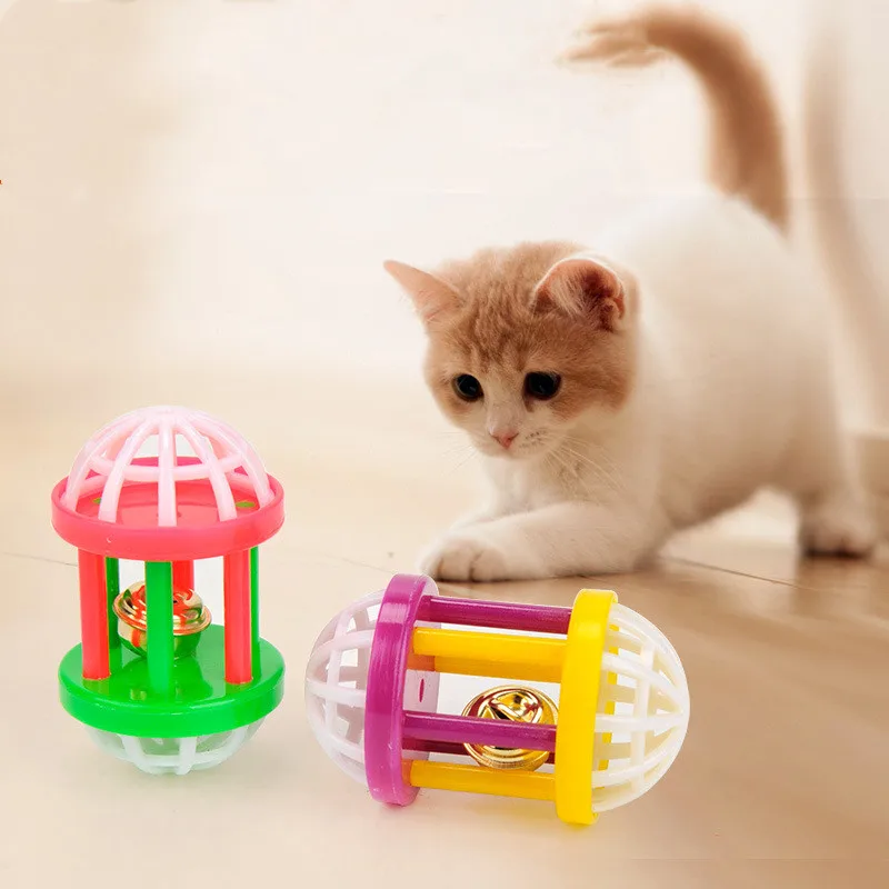 Новая забавная пластиковая игрушка котенок с гантелями Jingle милый питомец собака кошка обучающая звуковая игрушка смешная маленькая игрушка для когтеточки