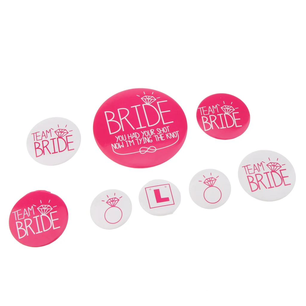 Pack of 8pcs Bridal Party Badge- Wedding Party Buttons - Bridesmaid Gifts, Team Bride, Maid of Honor Party Supplies