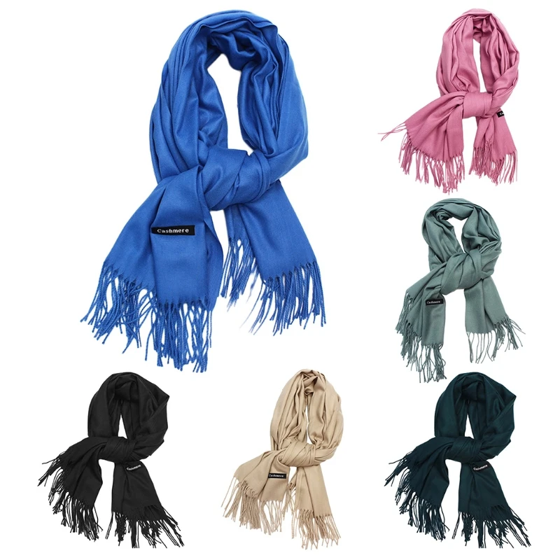 KLV мода смесь кашемира взрослых тег кисточкой шарфы для женщин теплая зимняя шаль для мужчин Прямая поставка