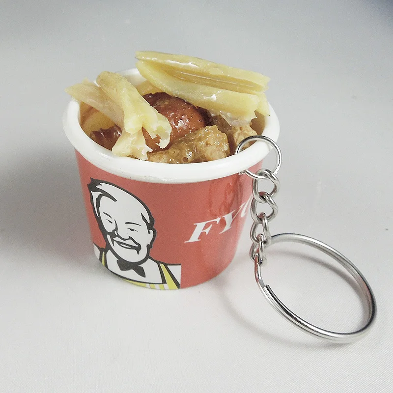 Мин orde $10 (смешанный заказ) Бесплатная доставка искусственная еда kfc фри брелок|food
