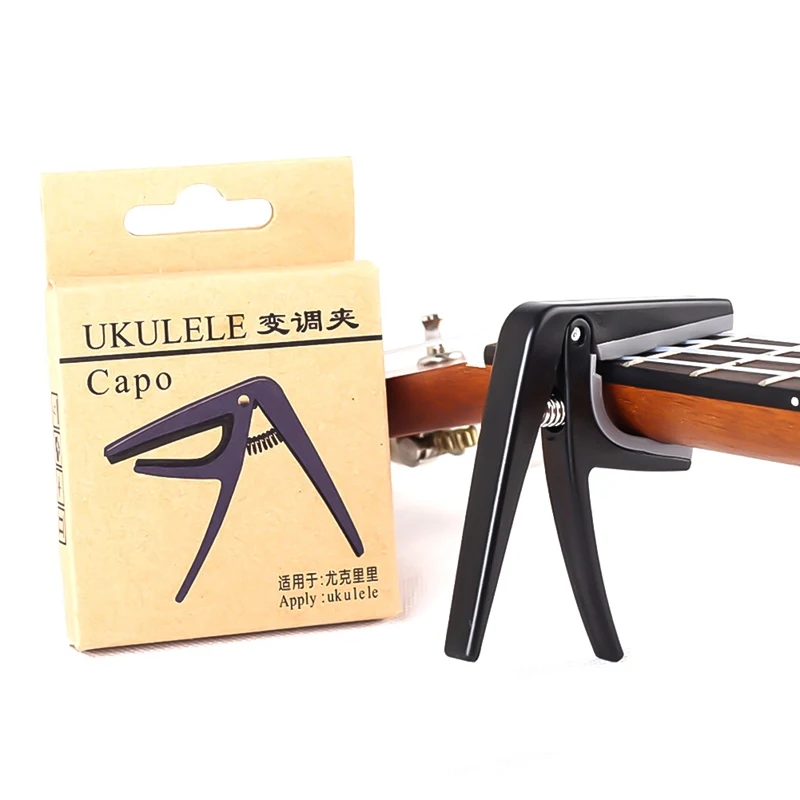 

Professional Ukulele Capo Single-handed Quick Change Ukelele Capo Plastic Steel Black Guitar Parts & Accessories