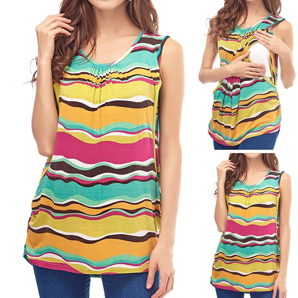 

MUQGEW 2019 New summer Maternity Dresses Women's Sleeveless Colour Tops Breastfeeding Nusring Maternity Clothes vestido menina