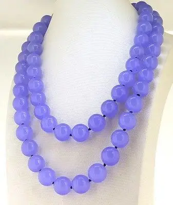 

Hot sale Free Shipping>>>>>12mm Lavender Jade Lariat Necklace Knotted Fashion Beads 33" Round New