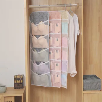

Double-sided storage hanging bag 20/30 pocket transparent mesh compartment socks bra inside hanger home pendant kit underwear fi