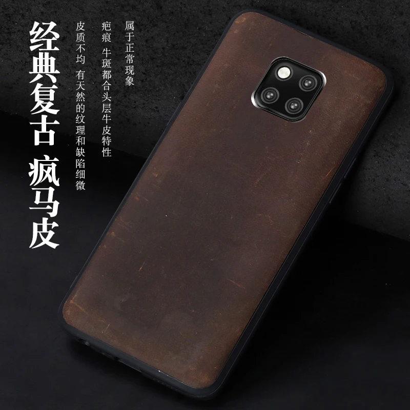 

Phone Case For Huawei Mate 20 9 10 Lite P10 P20 Pro case Cowhide Vintage Texture back cover For Honor 8X Max 9 10 Retro cases