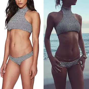 

Women Bandage Halter turtle Bikini Set Swimwear Push-Up Padded Choker Bra Swimsuit Beachwear