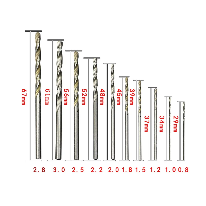 10 шт. набор спиральных Сверл С сверлом Чехол DIY инструменты 0,8-3,0 мм