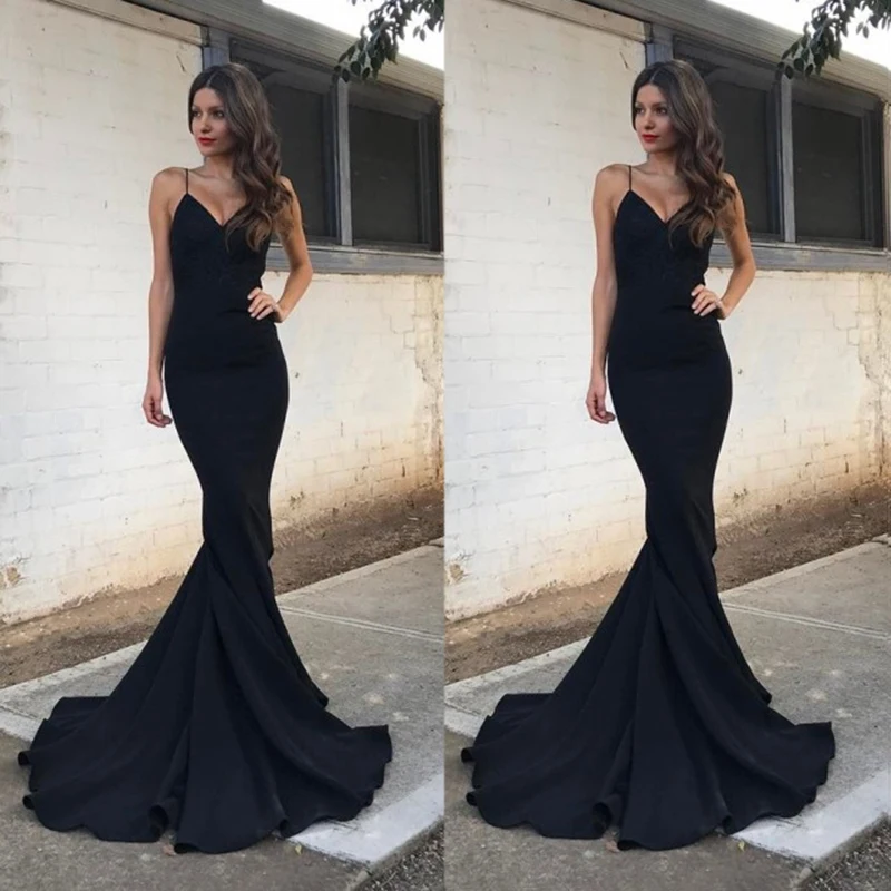 black mermaid bridesmaid dress