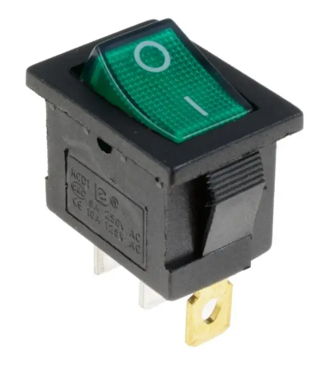 KCD1 ВКЛ-ВЫКЛ 3Pin лодка автомобиля кулисный переключатель 6A/10A 250 V/125 V AC красный желтый и зеленый цвета синий, синий, на пуговицах, Лучшая цена светильник переключатель - Цвет: Зеленый