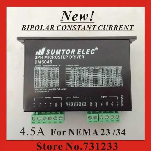 Новинка! CNC NEMA 17 23 34 Драйвер шагового двигателя DM5045 1,0-4.5A DC24-50V 256 Subdivison PWM драйвер постоянного тока