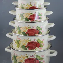 5 кастрюль, набор кастрюль, эмалированные кастрюли, набор кухонной посуды