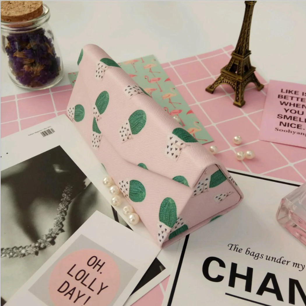 Student Myopia Folding Glasses Case Sunglasses Women And Men Glasses Box Fresh Portable Flamingo Leaves Banana Leaf Box