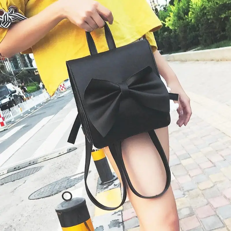 Милый повседневный рюкзак с бантом для женщин, мини-рюкзак из искусственной кожи для девочек, школьная Дорожная сумка на плечо, маленький