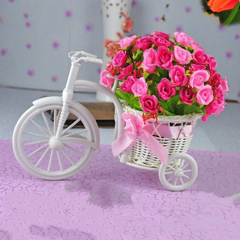 

Tricycle Bike Woven Flower BowKnot Rattan Tricycle Bike Bask Storage Container Storage Baskets Party Weddding Decoration A $