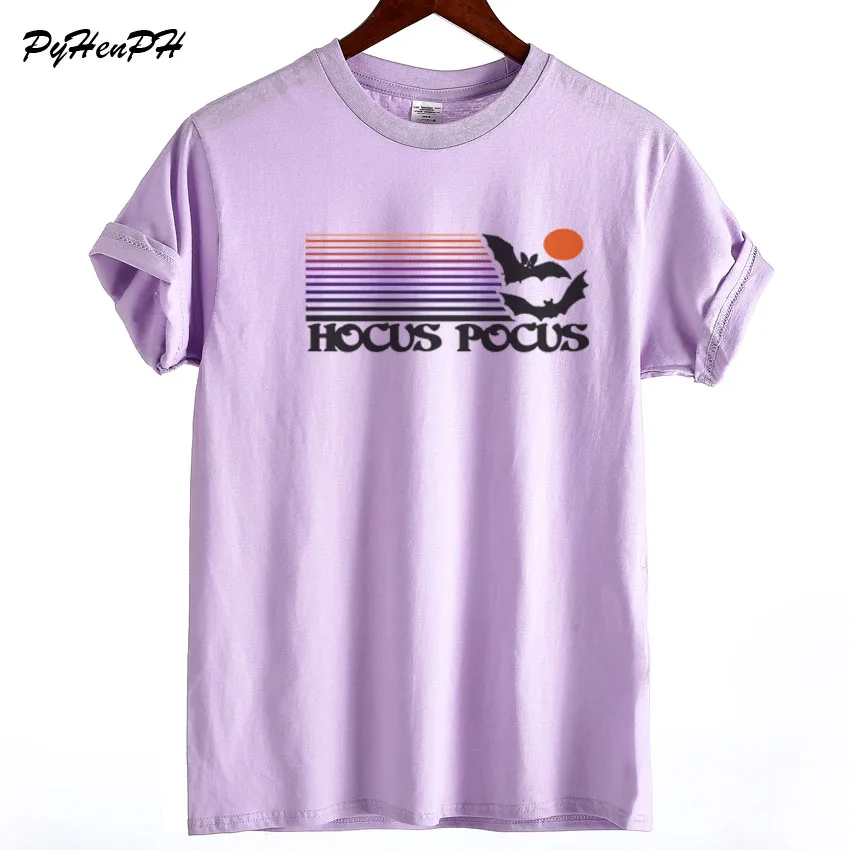 

Halloween T shirt Women 2018 Fashion Hocus Pocus Design Short Sleeve Cotton T-shirt Female Funny Tops Ladies Girs Tshirt Femme