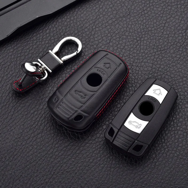 Кожаный чехол для автомобильных ключей, чехол s ключ-брелок для ключей, крышка для BMW E90 E60 E70 E87 3 5 6 серия M3 M5 X1 X5 X6 Z4 интеллектуальный пульт дистанционного управления чехол