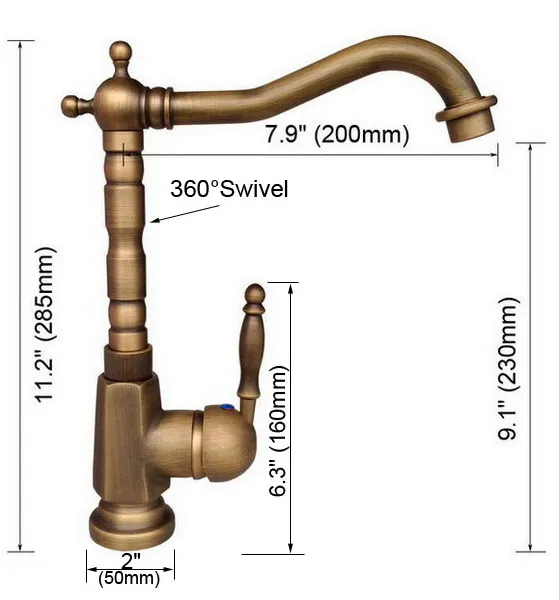Black Oil Rubbed Brass Single Handle Swivel Spout Kitchen Sink Faucet  Cold & Hot Mixer Tap aan017