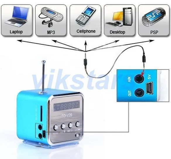 Micro SD TF USB портативный FM радио динамик интернет радио, мобильный телефон вибрации ПК музыкальный плеер, многофункциональный мини динамик V26R