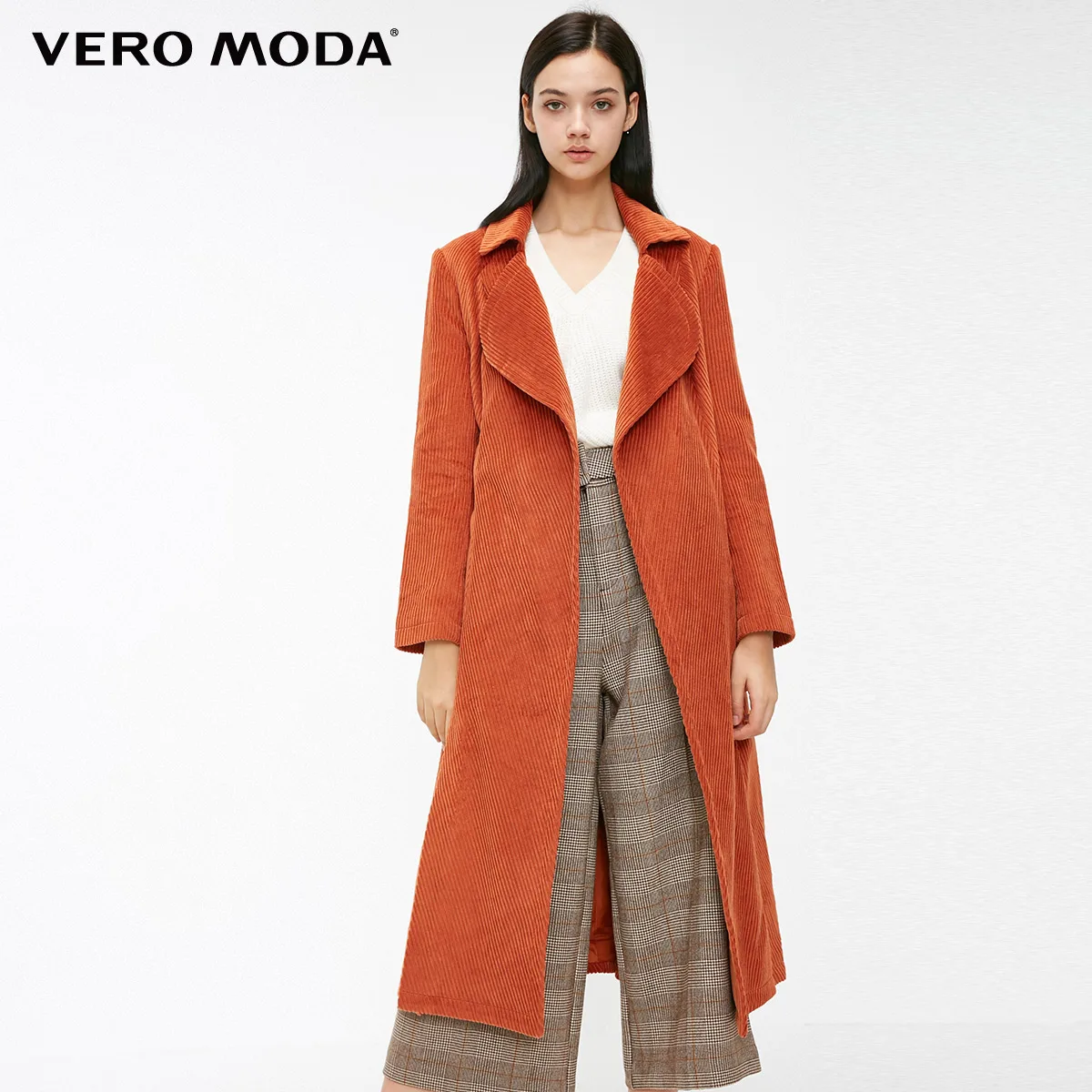 Vero Moda женские хлопковые вельветовые средней длины чистый ветровка куртка тренчкот | 318409508 - Цвет: Rich copper