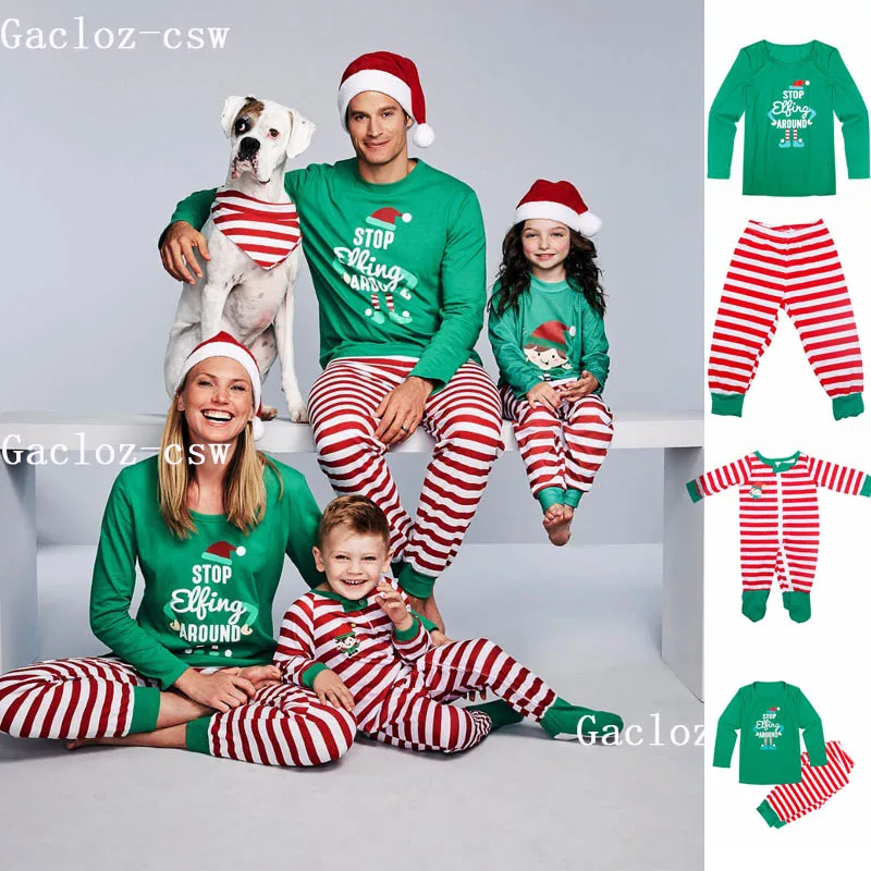 Christmas Family Matching Pyjamas Set Elf Kids Baby Xmas PJS Costumes Adult Nightwear Sleepwear Outfits | Мать и ребенок