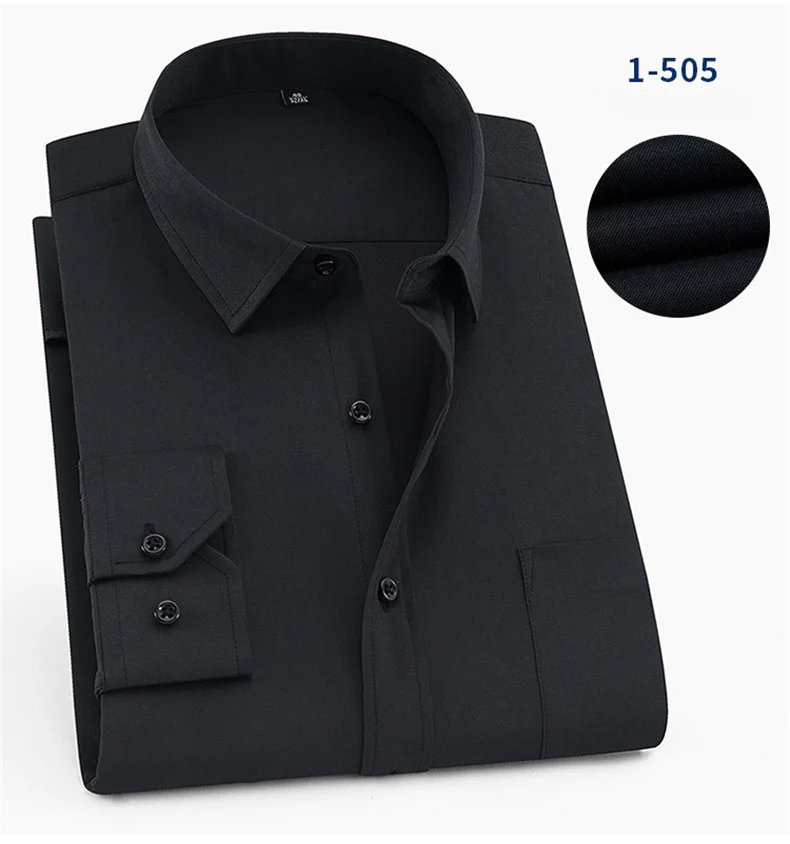 Мужские рубашки большого размера плюс, простой стиль, отложной воротник, длинные рукава, твил/простые деловые рубашки