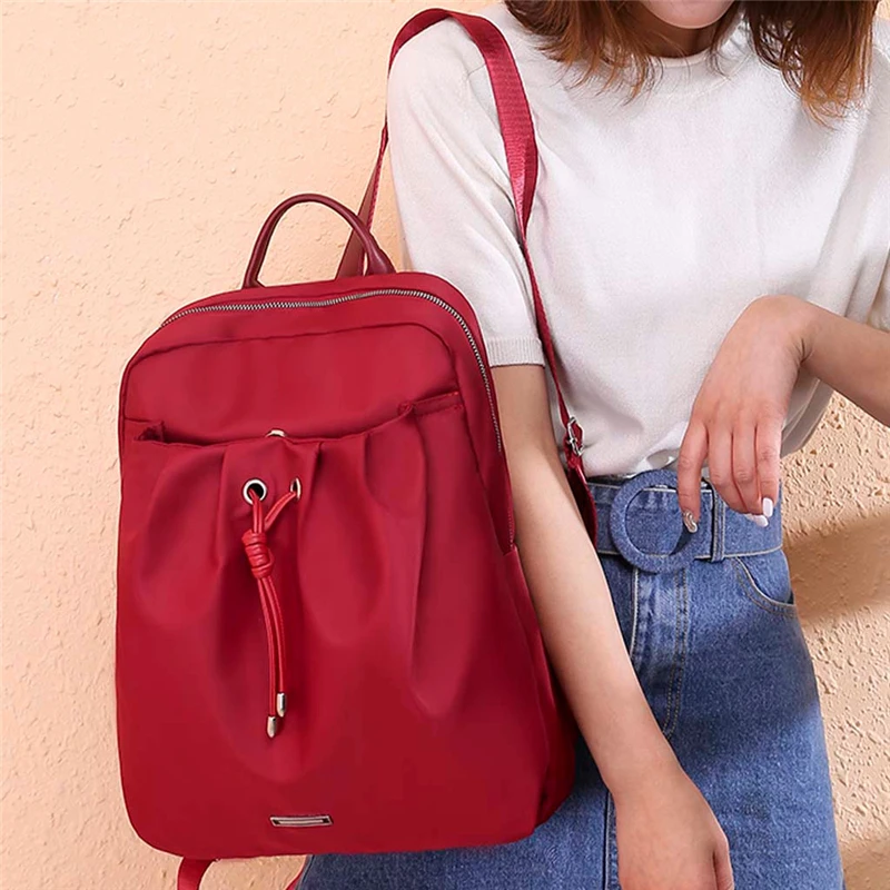 

Fashion Women's Bag Pure Color Backpack Waterproof Nylon Bag Anti-Theft Shoulder Bag Leisure BB4*