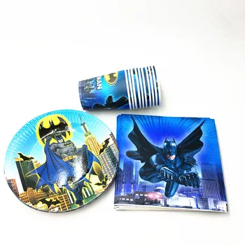 

60PCS/LOT BATMAN DISHES BABY SHOWER BIRTHDAY PARTY SET BATMAN NAPKINS CUPS BATMAN PLATES DISHES BABY SHOWER PAPER CUPS