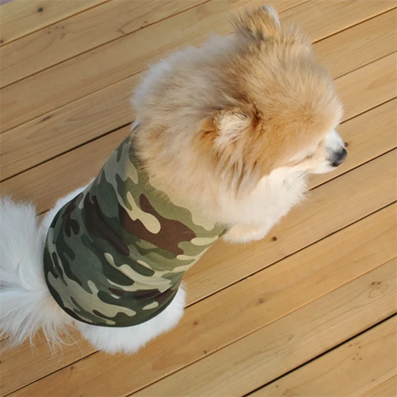 Одежда для маленьких собак, кошек, камуфляжный жилет, футболка, летняя одежда для щенков, XS-L Z - Цвет: Зеленый