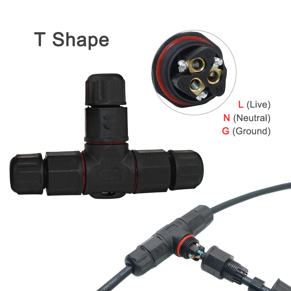 IP68 Водонепроницаемый светодиодный разъем для наружного использования проводной разъем 3pin прямой Т-образный крест кабельный разъем для сада Светодиодный светильник