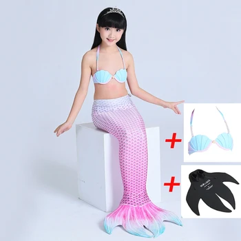 

3pcs/Set 2018 Newest Girls Swimsuit Swimming Mermaid Tail with Monofin Fin Swimmable Children Mermaid Tails Costume Child Kids