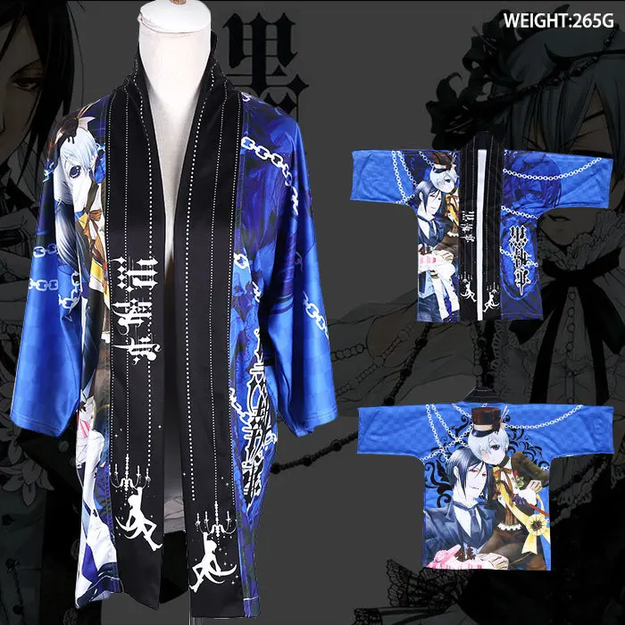 Японское аниме пальто Kuroshitsuji haori плащ cos кимоно свободный размер костюмы для